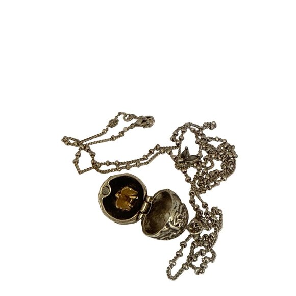 Vintage Silver Amethyst Locket Necklace with Hidden Butterfly Surprise Pendant - Picture 2 of 13